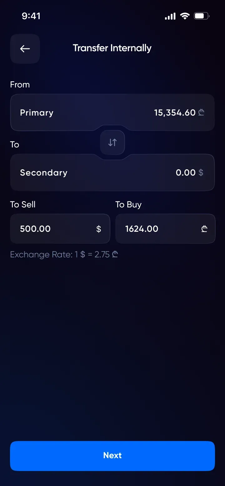 MultiPay transfer with a sell line, a buy line and the rate